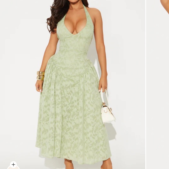 Fashion Nova Dresses & Skirts - Elisa Fashion Nova Sage Green Halter Dress
